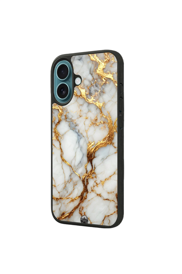 iPhone 16 Plus Uyumlu Mermer Marble Tasarımlı Glossy Premium Kılıf