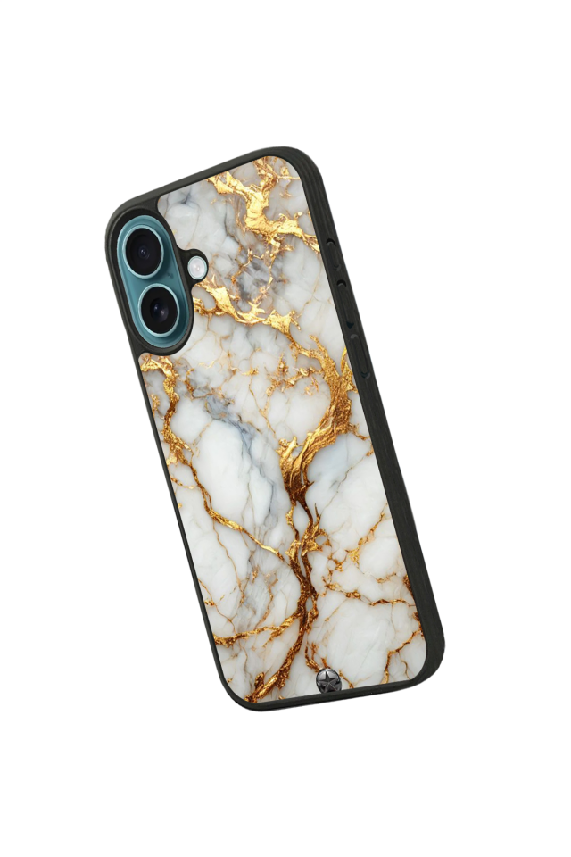 iPhone 16 Plus Uyumlu Mermer Marble Tasarımlı Glossy Premium Kılıf