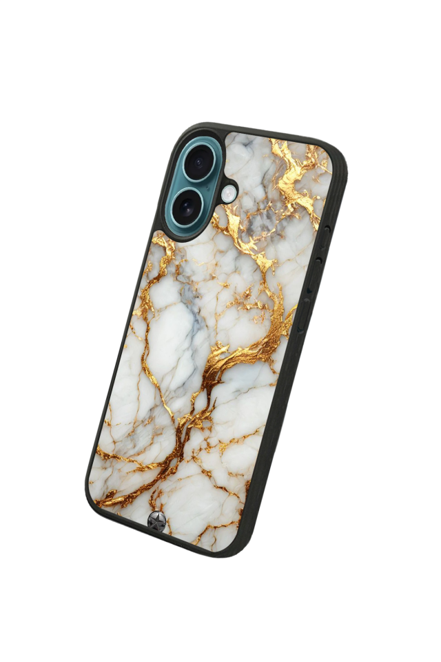iPhone 16 Plus Uyumlu Mermer Marble Tasarımlı Glossy Premium Kılıf