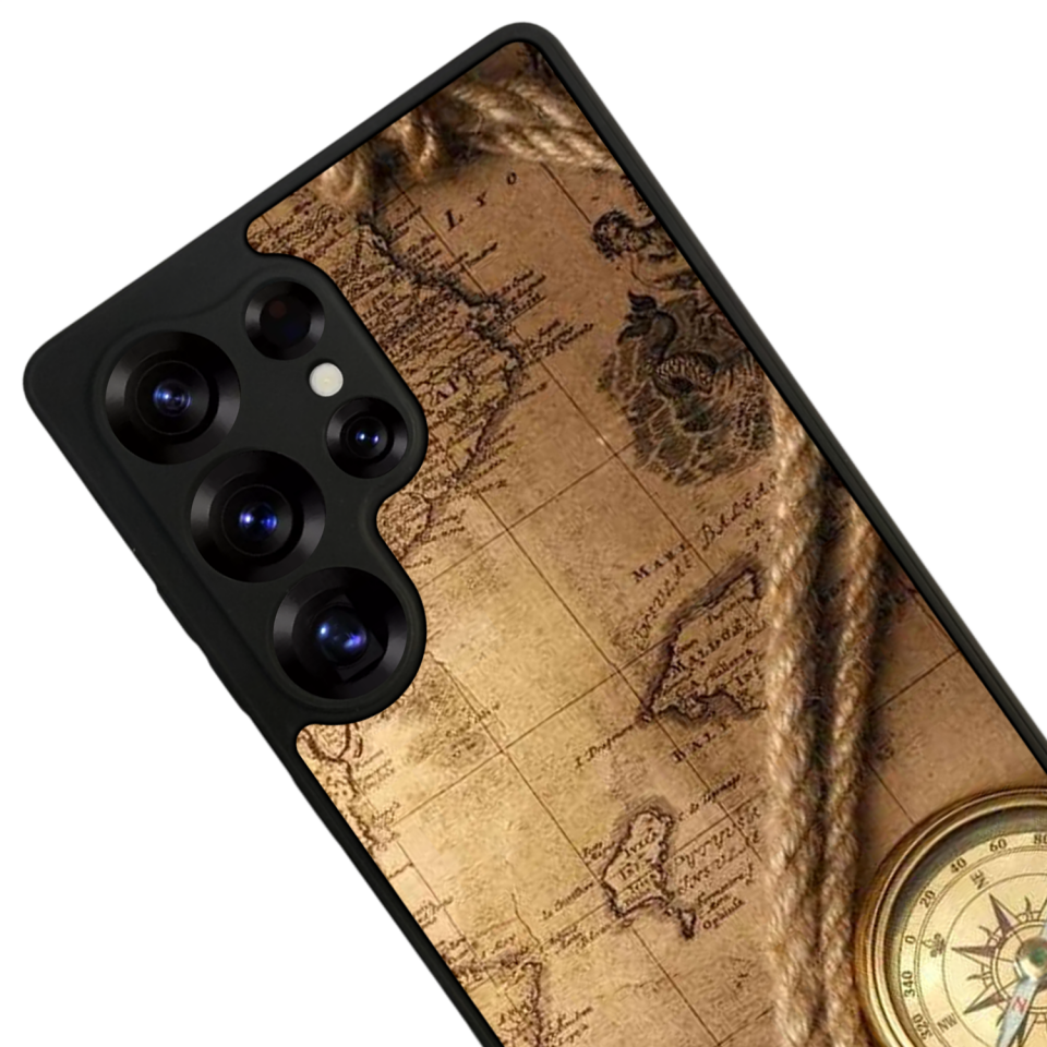 Samsung Galaxy S25 Ultra Uyumlu Pusula Tasarımlı Glossy Premium Kılıf