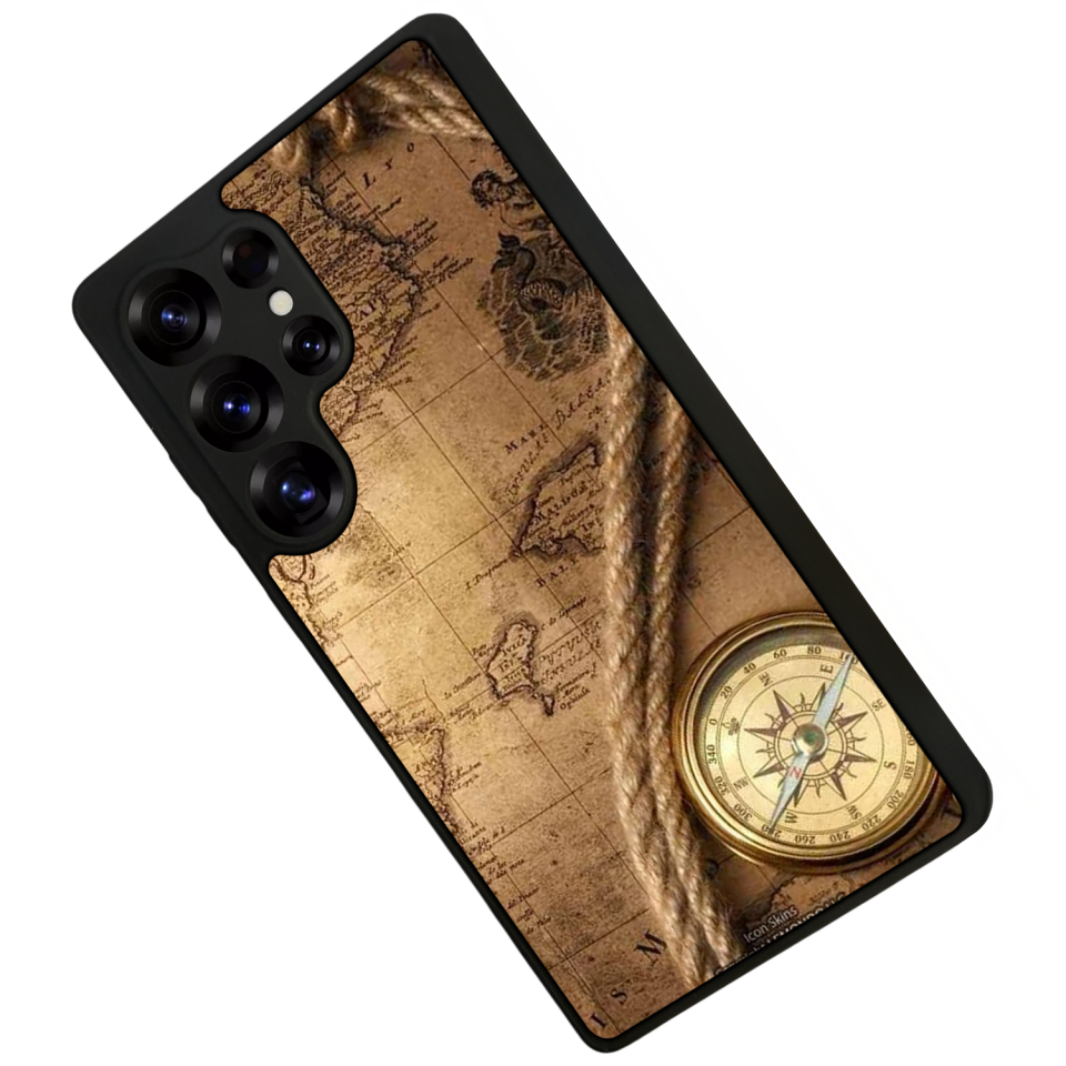 Samsung Galaxy S25 Ultra Uyumlu Pusula Tasarımlı Glossy Premium Kılıf