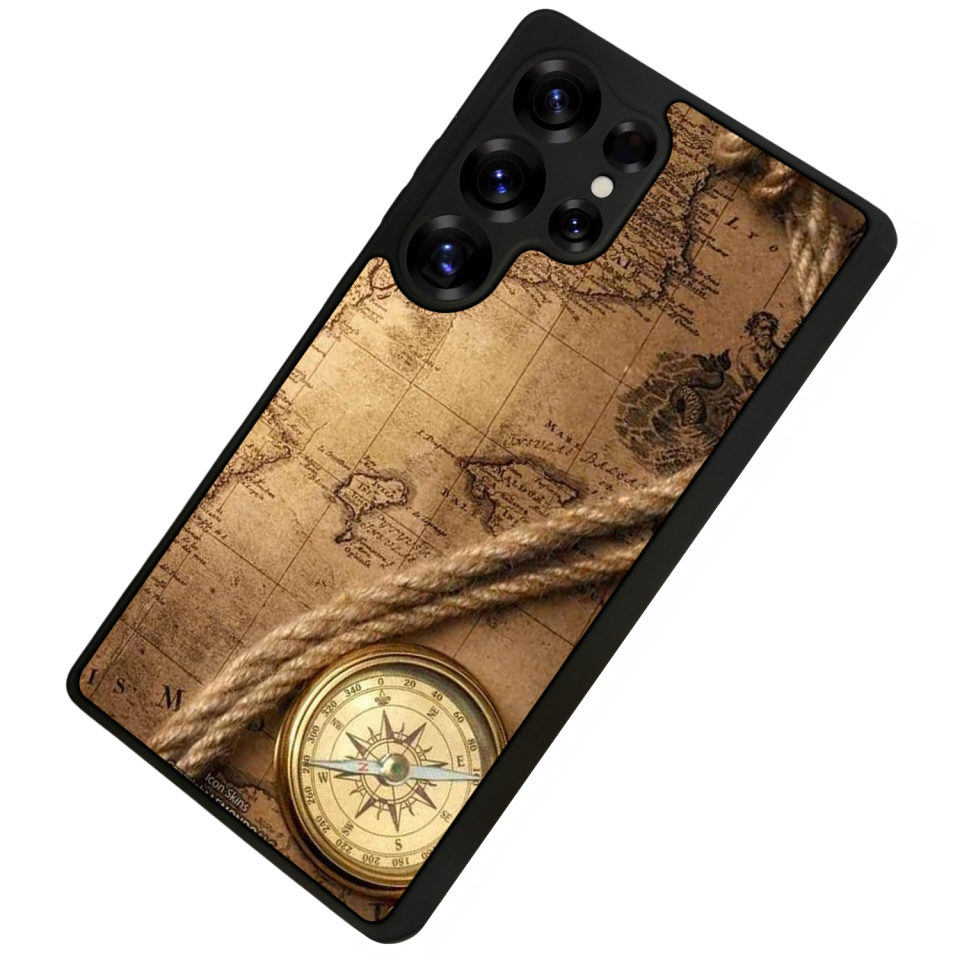 Samsung Galaxy S25 Ultra Uyumlu Pusula Tasarımlı Glossy Premium Kılıf