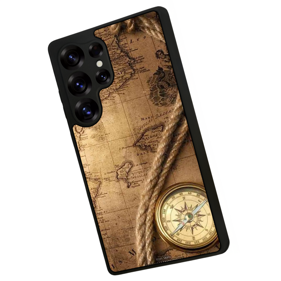 Samsung Galaxy S25 Ultra Uyumlu Pusula Tasarımlı Glossy Premium Kılıf
