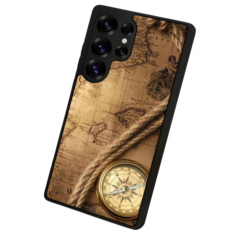Samsung Galaxy S25 Ultra Uyumlu Pusula Tasarımlı Glossy Premium Kılıf
