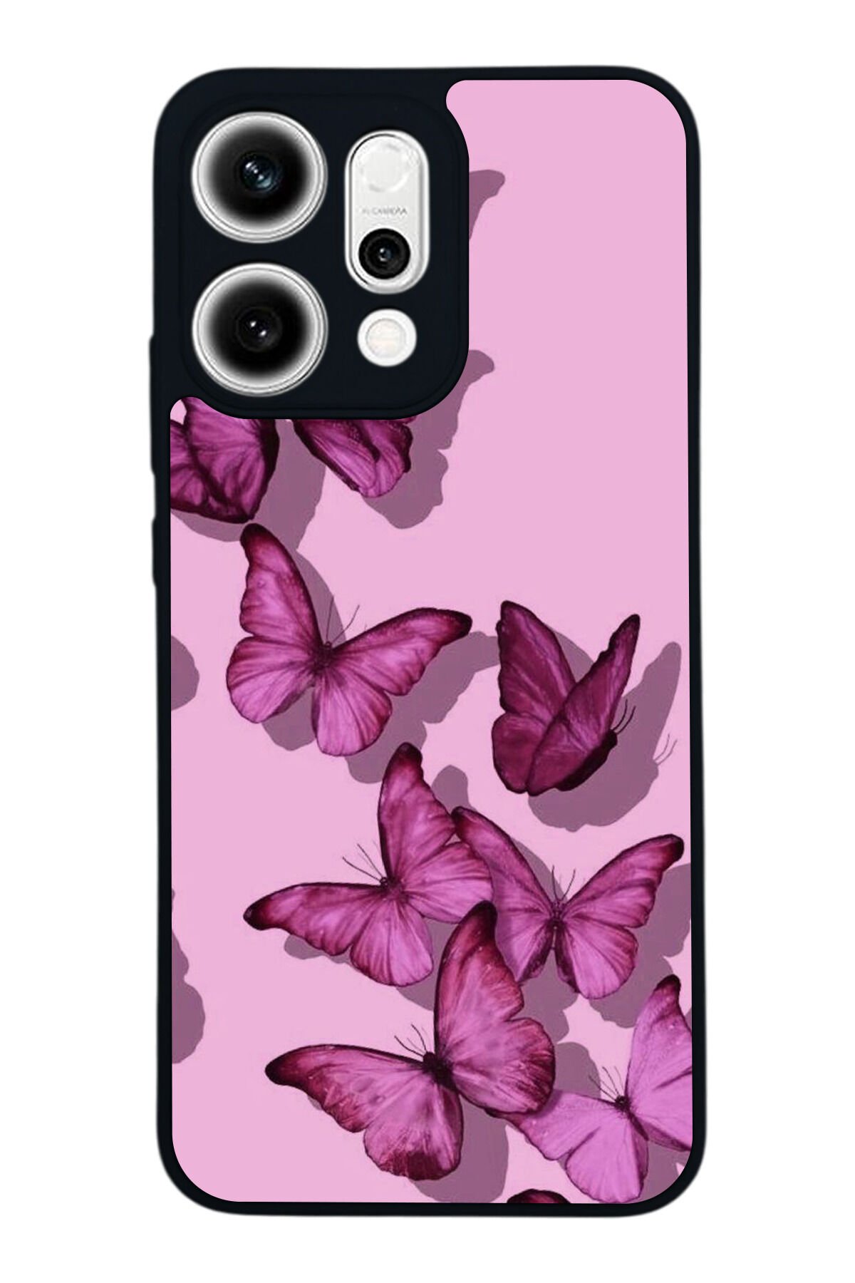 Oppo Reno 14 Uyumlu Kelebek Tasarımlı Glossy Premium Kılıf