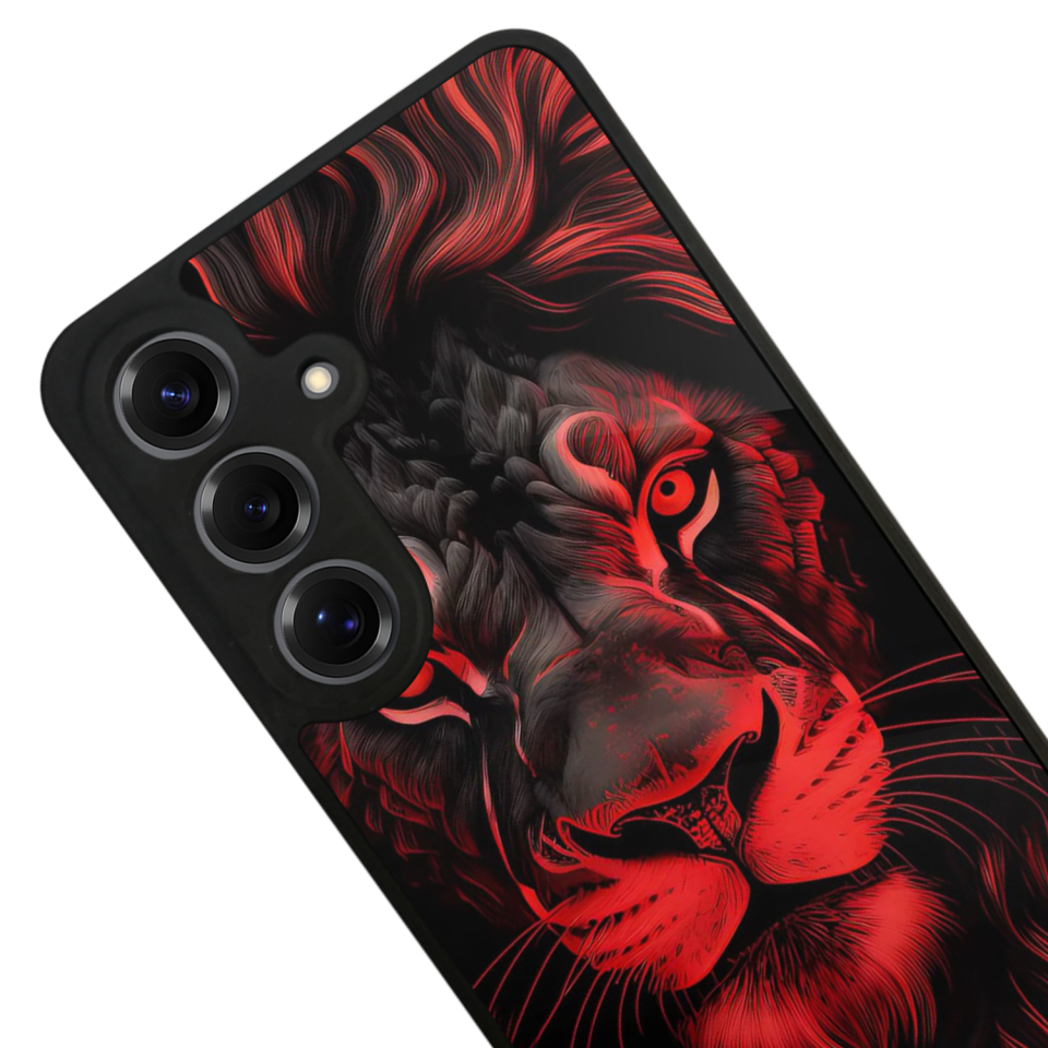 Samsung Galaxy S25 Uyumlu Aslan Tasarımlı Glossy Premium Kılıf