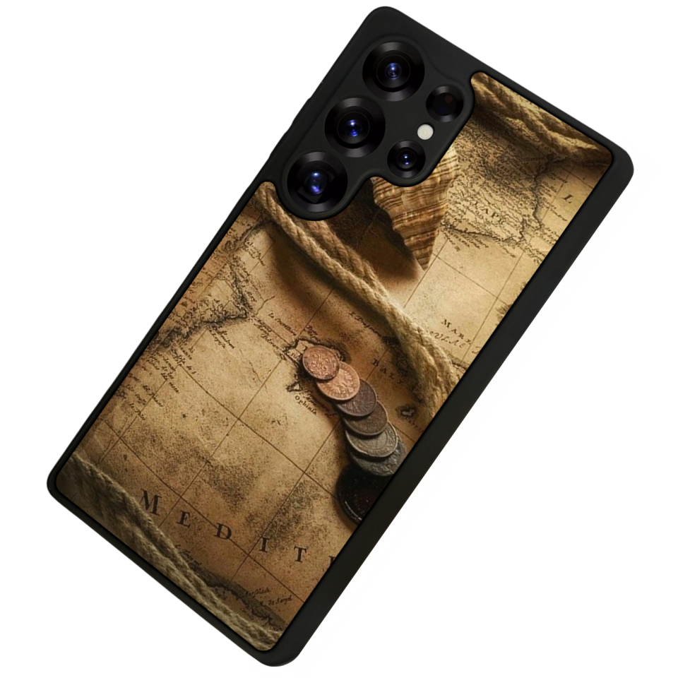 Samsung Galaxy S25 Ultra Uyumlu Pusula Tasarımlı Glossy Premium Kılıf