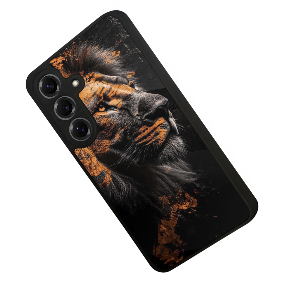 Samsung Galaxy S25 Uyumlu Aslan Tasarımlı Glossy Premium Kılıf