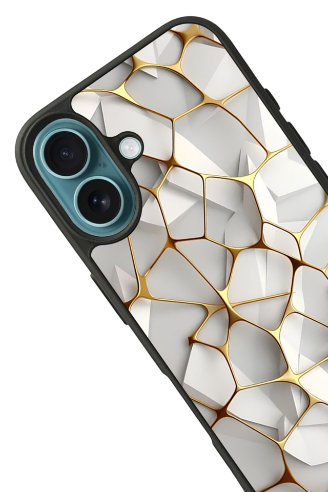 iPhone 16 Plus Uyumlu Mermer Marble Tasarımlı Glossy Premium Kılıf