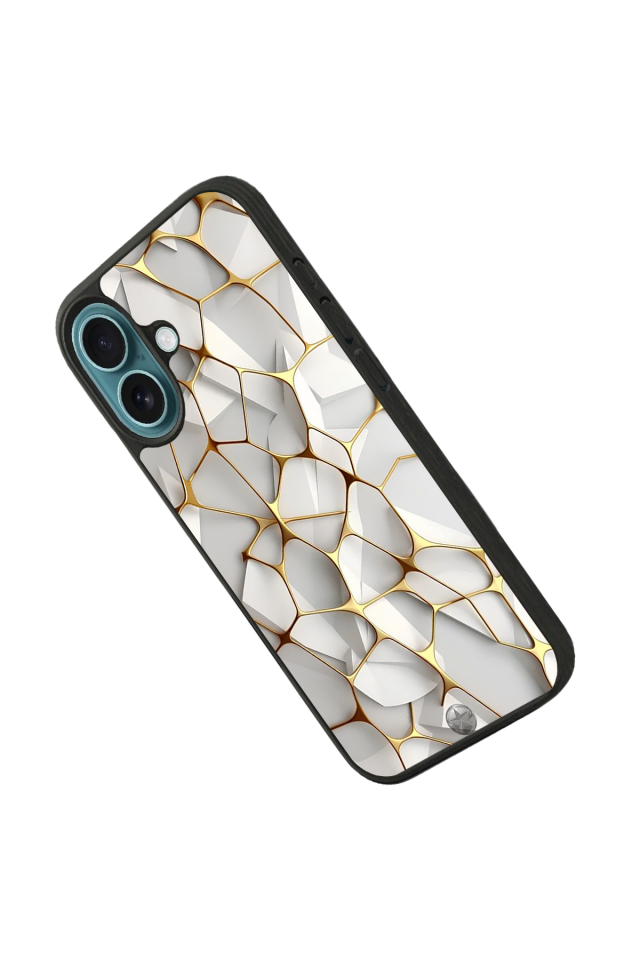iPhone 16 Plus Uyumlu Mermer Marble Tasarımlı Glossy Premium Kılıf