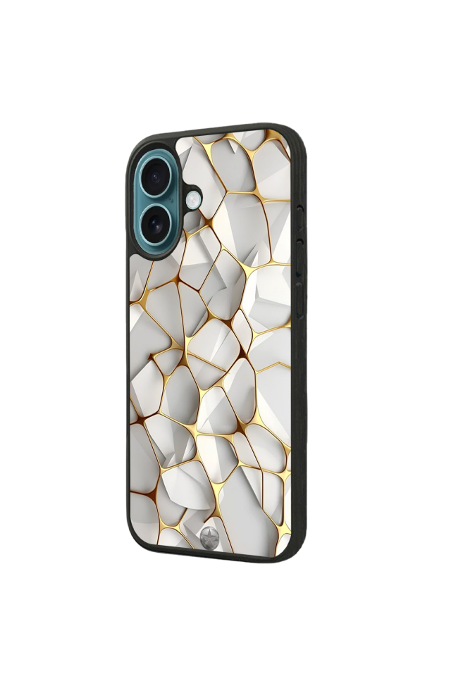 iPhone 16 Plus Uyumlu Mermer Marble Tasarımlı Glossy Premium Kılıf