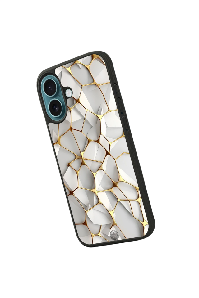 iPhone 16 Plus Uyumlu Mermer Marble Tasarımlı Glossy Premium Kılıf