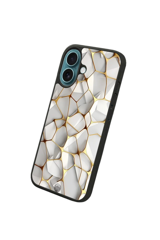 iPhone 16 Plus Uyumlu Mermer Marble Tasarımlı Glossy Premium Kılıf