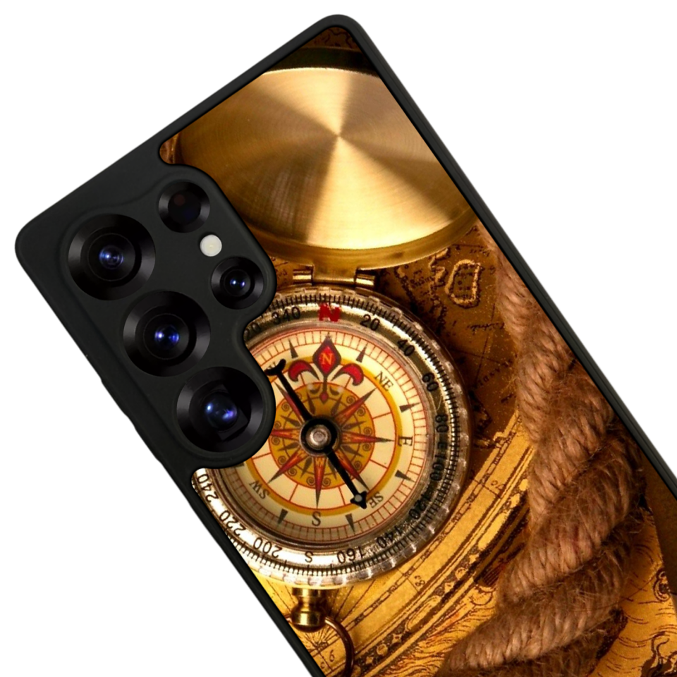 Samsung Galaxy S25 Ultra Uyumlu Pusula Tasarımlı Glossy Premium Kılıf