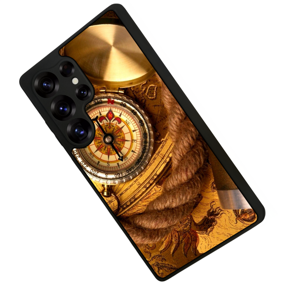 Samsung Galaxy S25 Ultra Uyumlu Pusula Tasarımlı Glossy Premium Kılıf