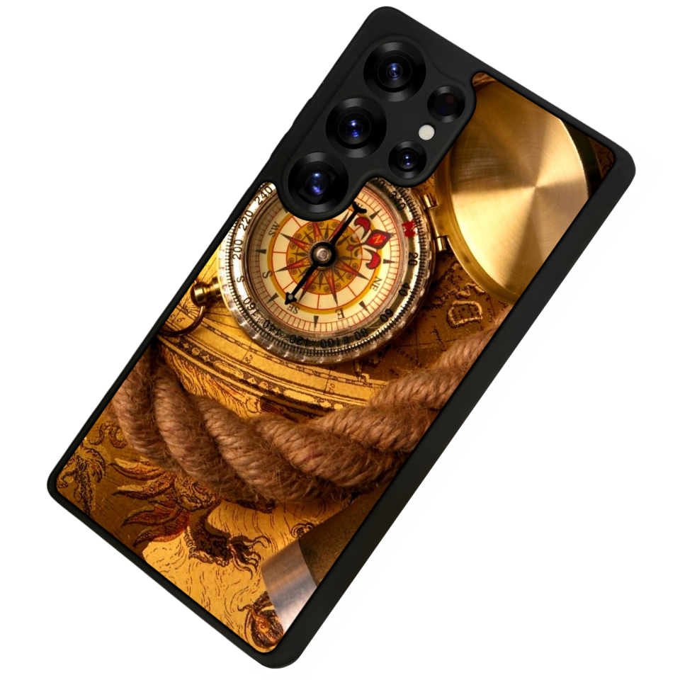 Samsung Galaxy S25 Ultra Uyumlu Pusula Tasarımlı Glossy Premium Kılıf