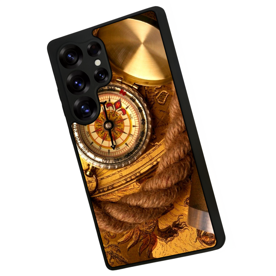 Samsung Galaxy S25 Ultra Uyumlu Pusula Tasarımlı Glossy Premium Kılıf