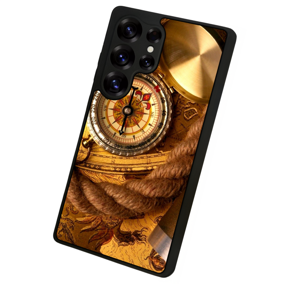 Samsung Galaxy S25 Ultra Uyumlu Pusula Tasarımlı Glossy Premium Kılıf