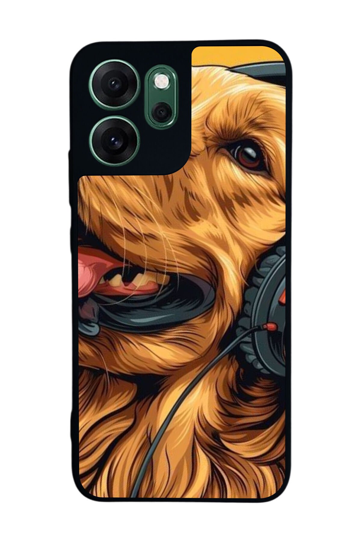 Oppo Reno 14F Uyumlu Golden Kopek Tasarımlı Glossy Premium Kılıf
