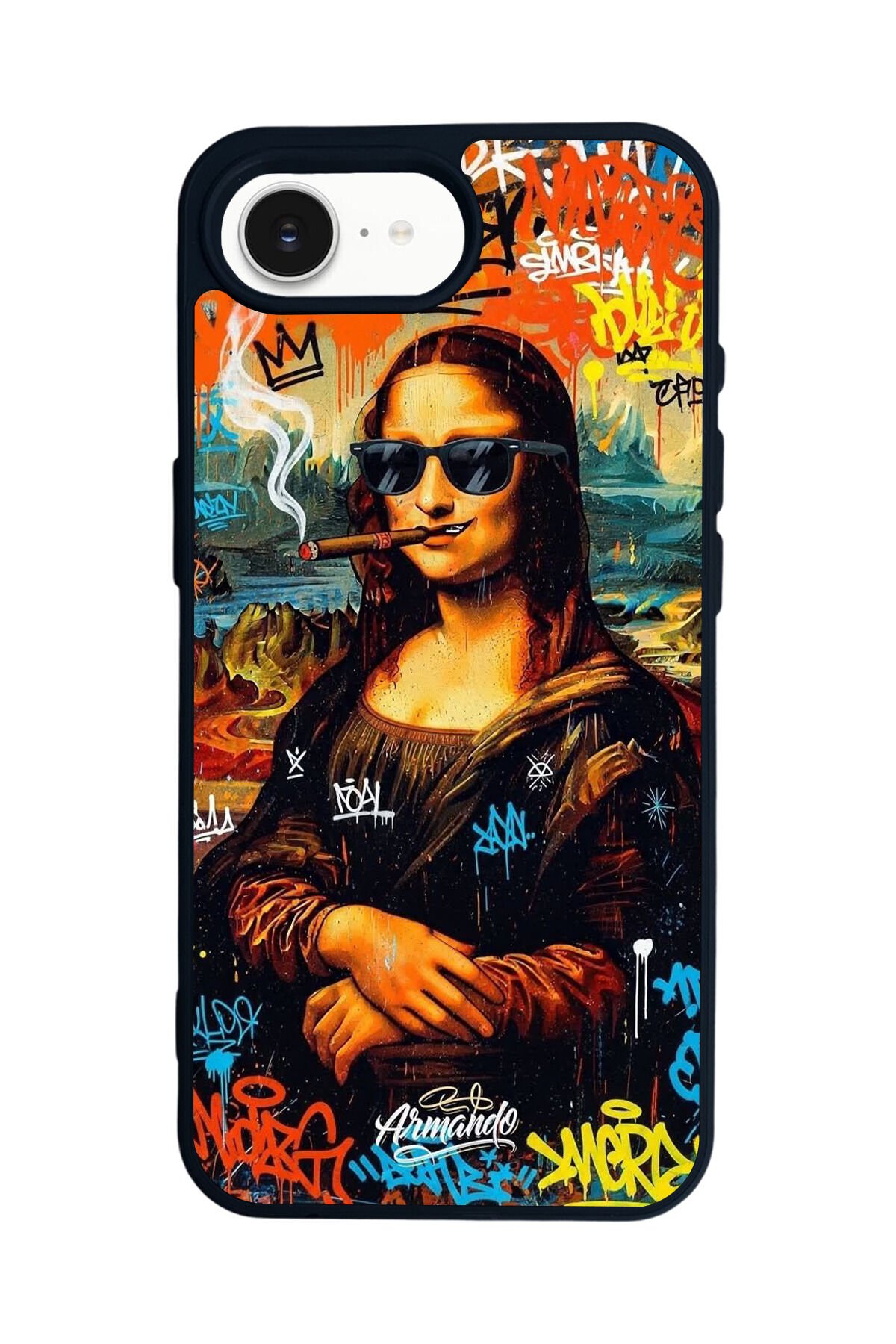 iPhone 16E Uyumlu Monalisa Tasarımlı Glossy Premium Kılıf