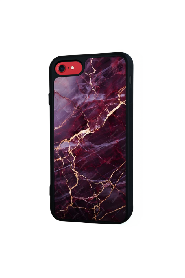 iPhone SE Uyumlu Mermer Marble Tasarımlı Glossy Premium Kılıf