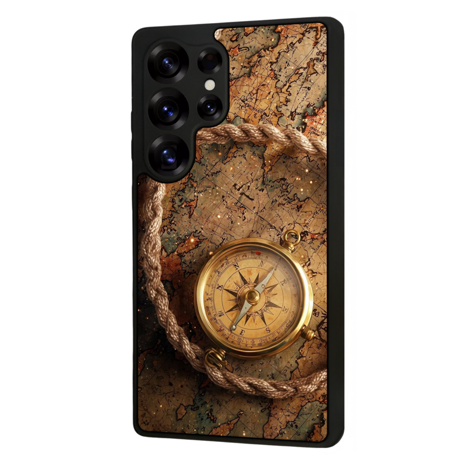 Samsung Galaxy S25 Ultra Uyumlu Pusula Tasarımlı Glossy Premium Kılıf