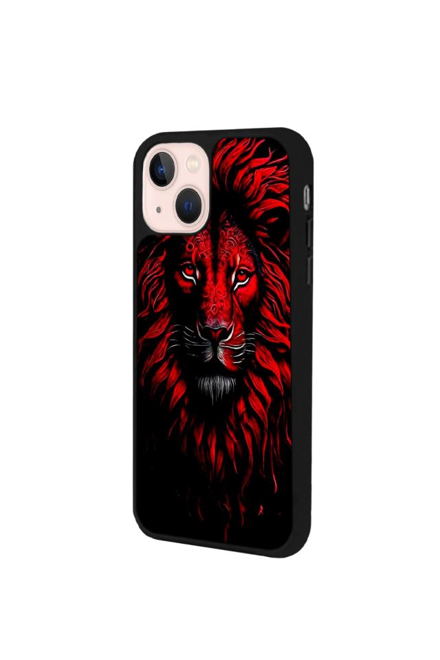 iPhone 13/14 Uyumlu Aslan Tasarımlı Glossy Premium Kılıf