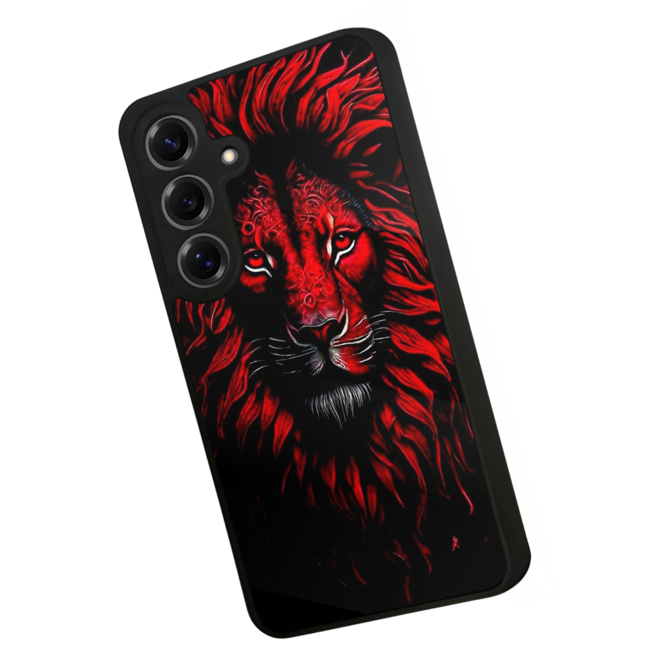 Samsung Galaxy S25 Uyumlu Aslan Tasarımlı Glossy Premium Kılıf