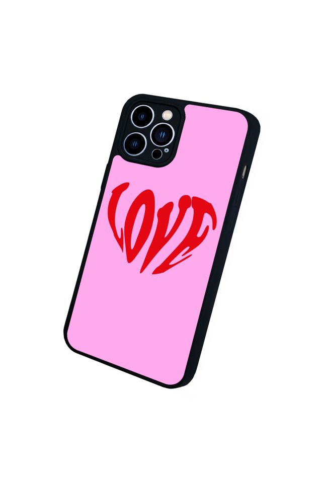 iPhone 13 Pro Max Uyumlu Kalp Love Tasarımlı Glossy Premium Kılıf