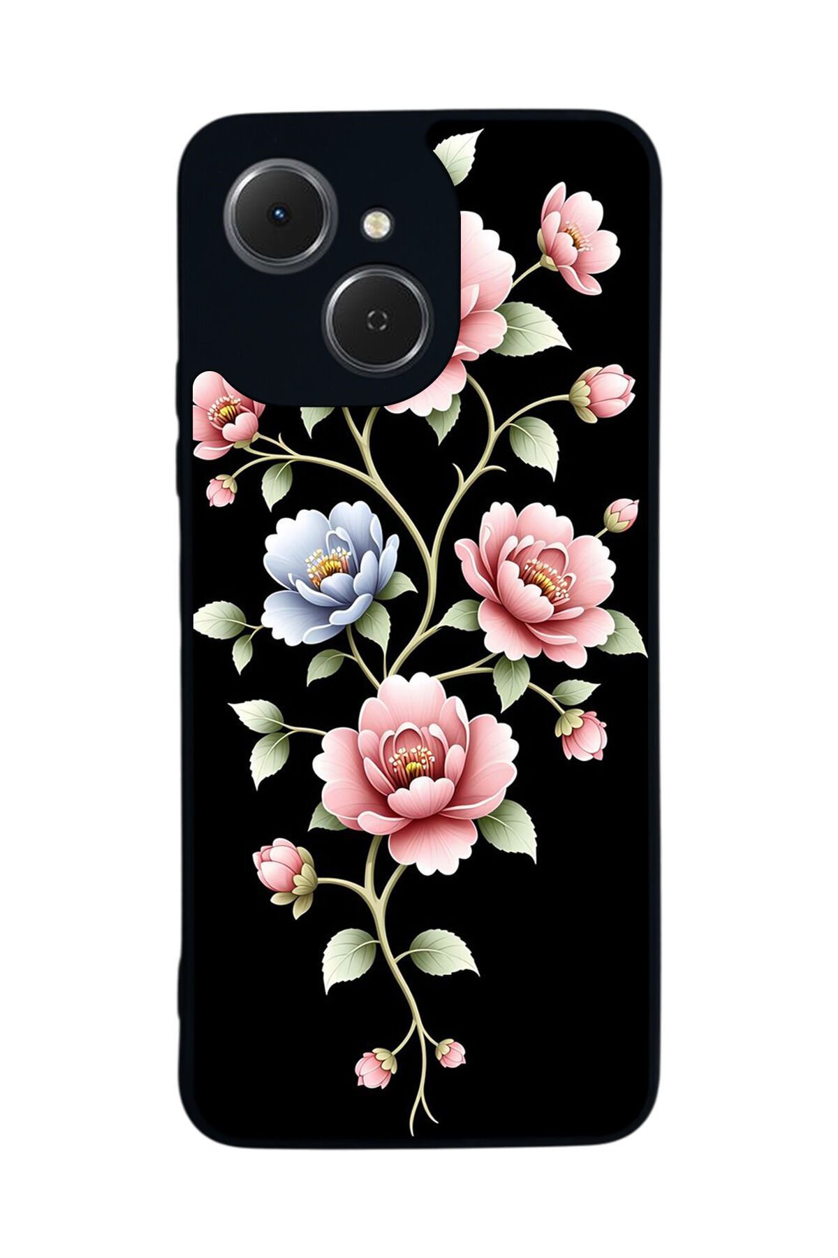 Tecno Spark 40C Uyumlu Yaldizli Cicek Tasarımlı Glossy Premium Kılıf