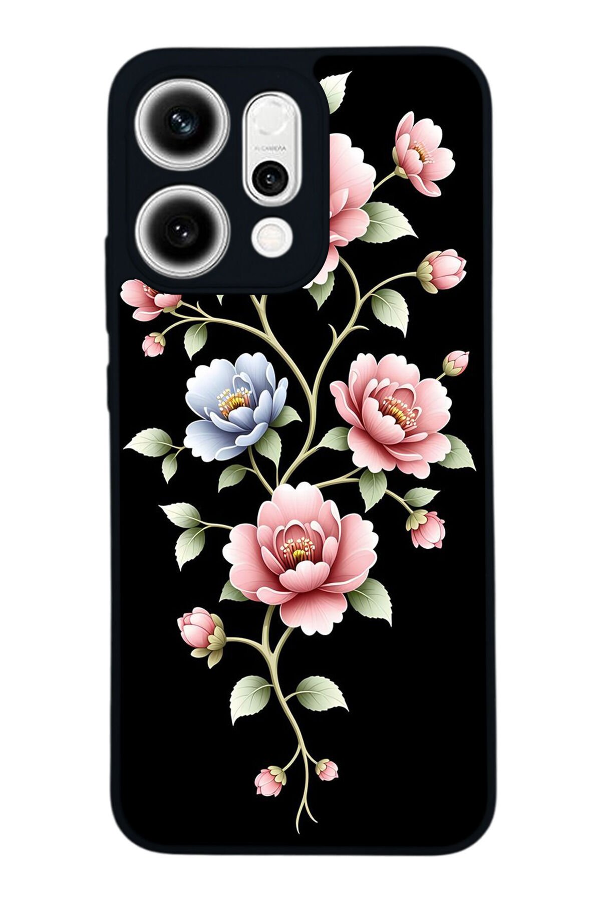 Oppo Reno 14 Uyumlu Yaldizli Cicek Tasarımlı Glossy Premium Kılıf