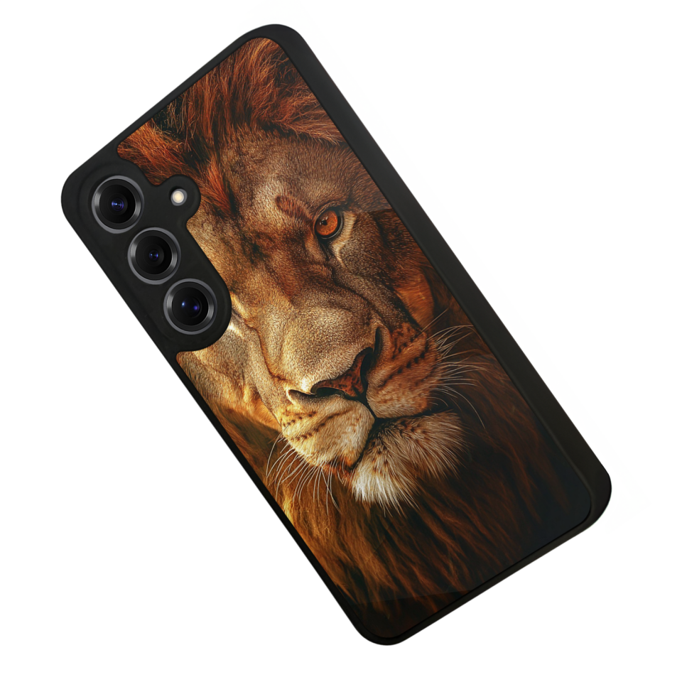 Samsung Galaxy S25 Uyumlu Aslan Tasarımlı Glossy Premium Kılıf