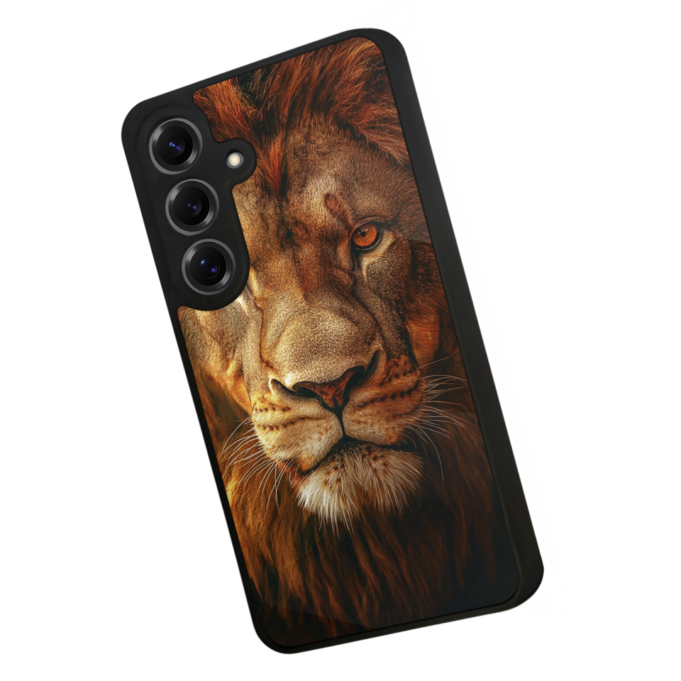 Samsung Galaxy S25 Uyumlu Aslan Tasarımlı Glossy Premium Kılıf