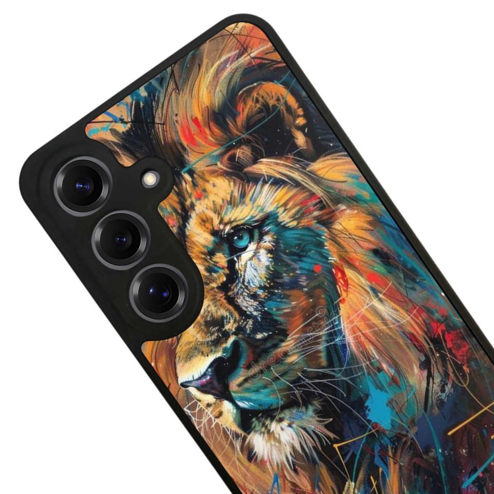 Samsung Galaxy S25 Uyumlu Aslan Tasarımlı Glossy Premium Kılıf