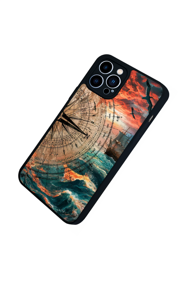 iPhone 12 Pro Max Uyumlu Pusula Tasarımlı Glossy Premium Kılıf