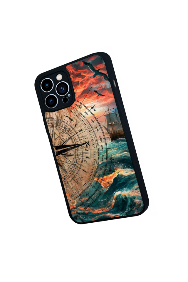 iPhone 12 Pro Max Uyumlu Pusula Tasarımlı Glossy Premium Kılıf