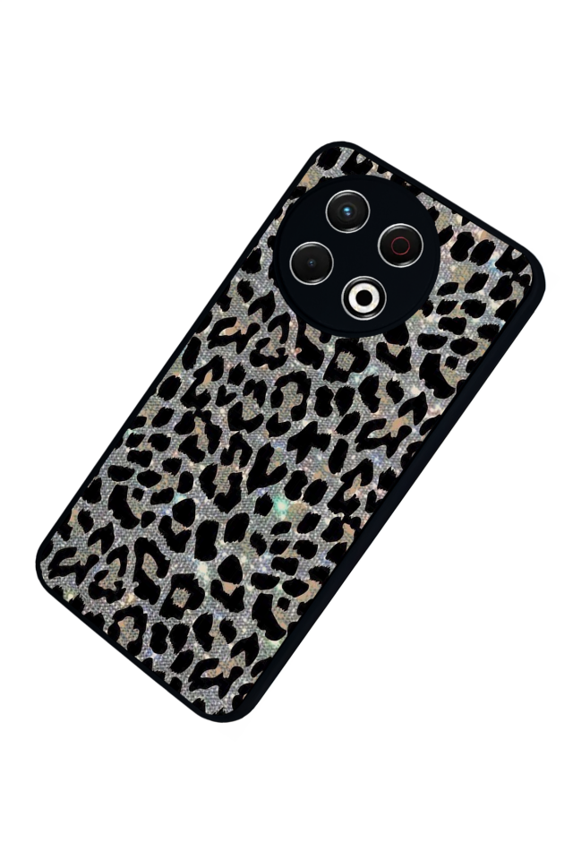 Tecno Spark 30 Pro Uyumlu Hologram Leopar Tasarımlı Glossy Premium Kılıf