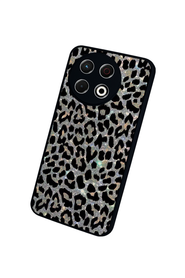 Tecno Spark 30 Pro Uyumlu Hologram Leopar Tasarımlı Glossy Premium Kılıf