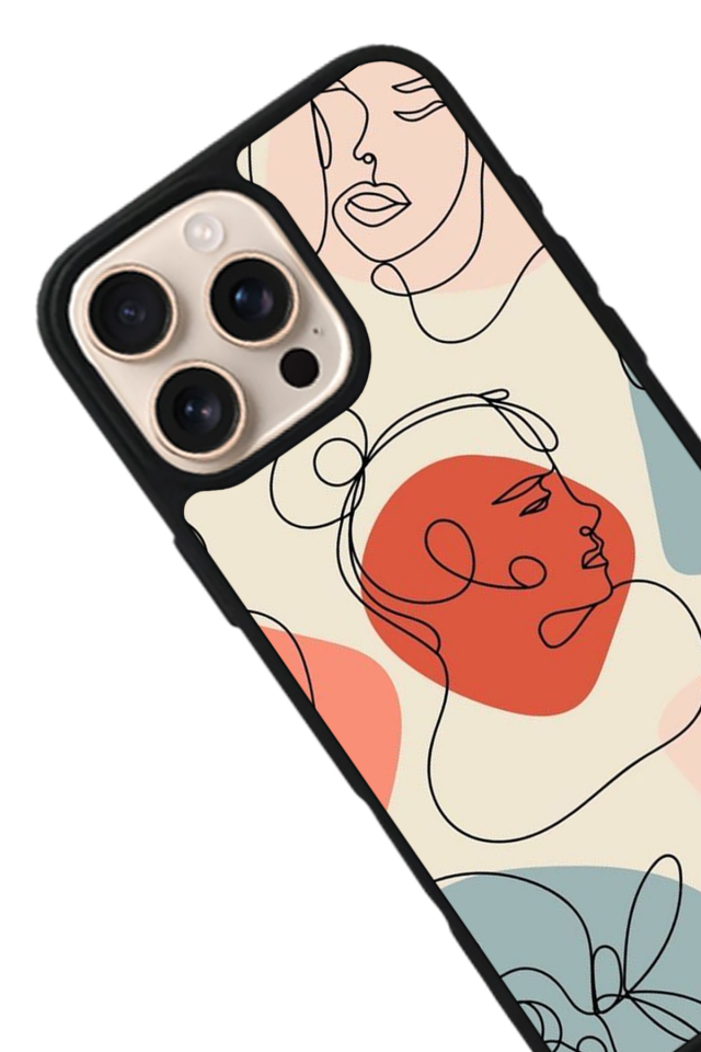 iPhone 14 Pro Uyumlu Line Art Tasarımlı Glossy Premium Kılıf