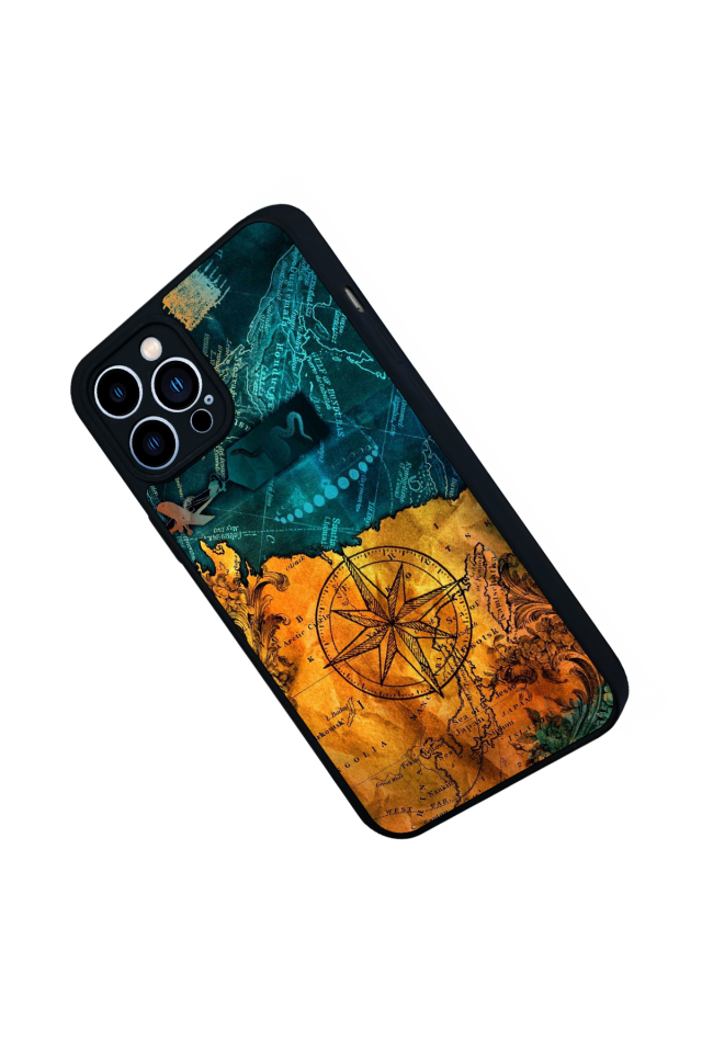 iPhone 12 Pro Max Uyumlu Pusula Tasarımlı Glossy Premium Kılıf
