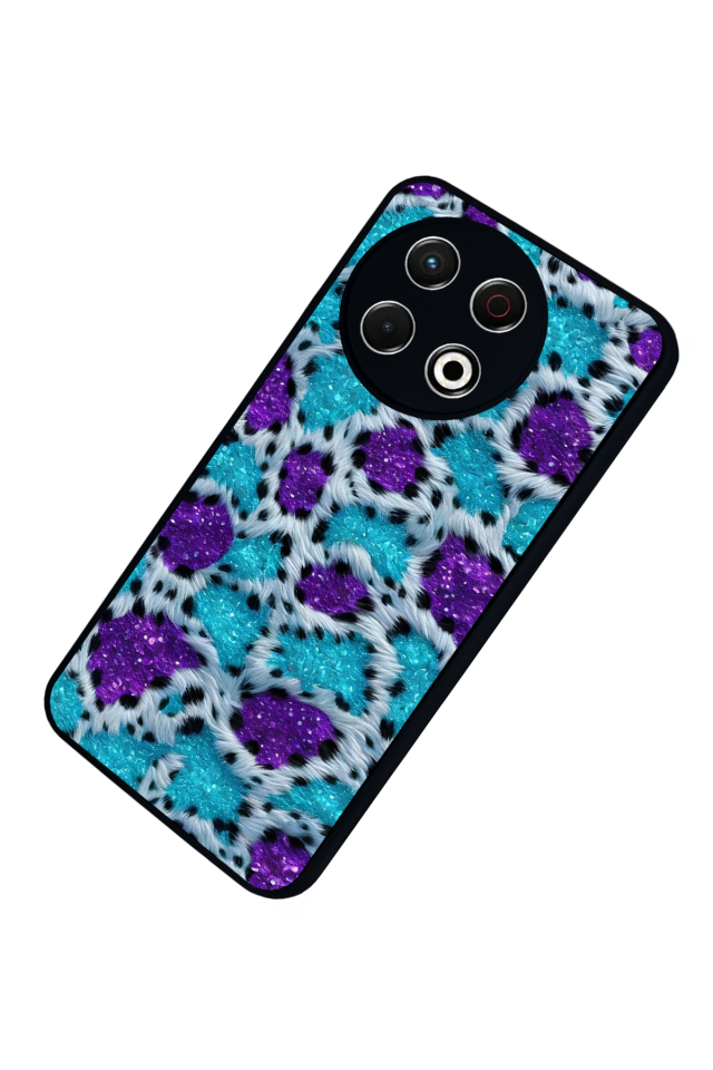 Tecno Spark 30 Pro Uyumlu Hologram Leopar Tasarımlı Glossy Premium Kılıf