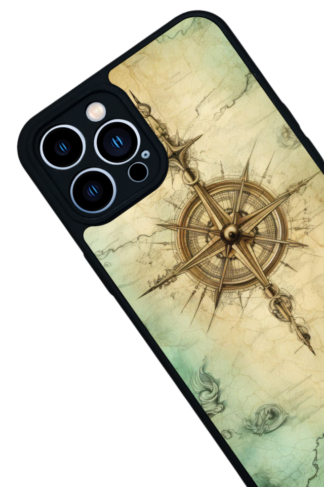 iPhone 12 Pro Max Uyumlu Pusula Tasarımlı Glossy Premium Kılıf