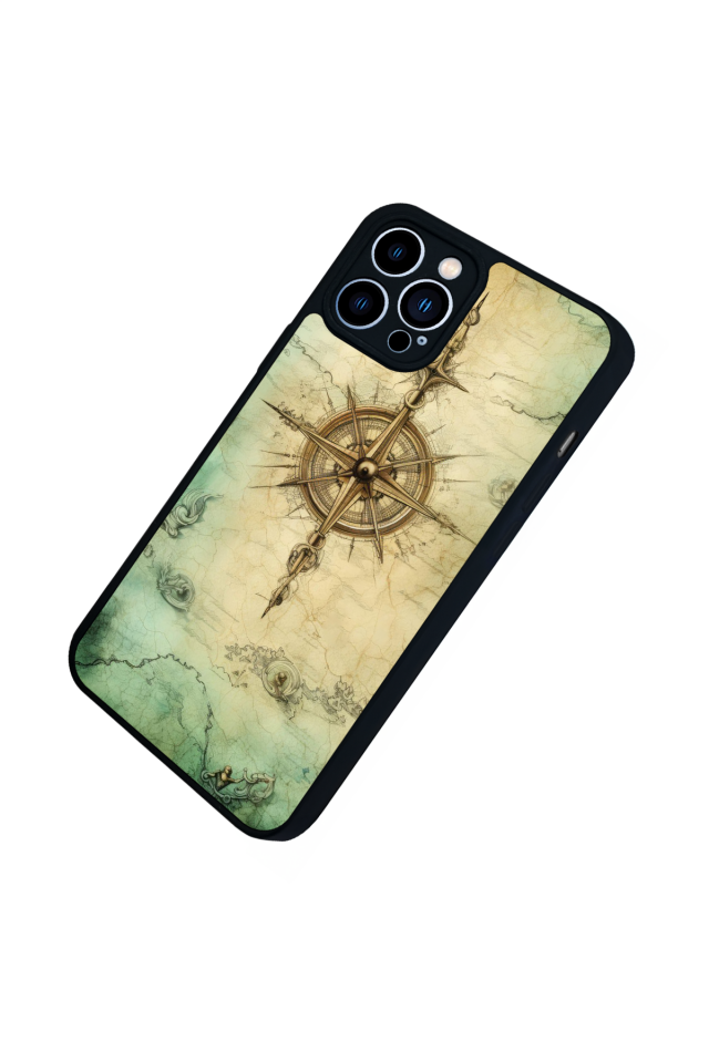 iPhone 12 Pro Max Uyumlu Pusula Tasarımlı Glossy Premium Kılıf