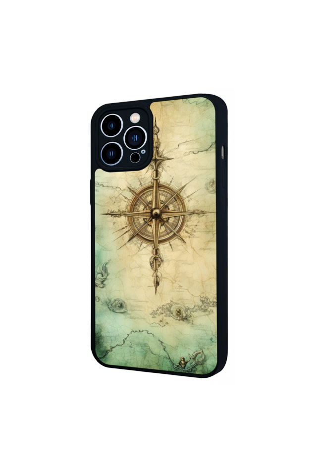 iPhone 12 Pro Max Uyumlu Pusula Tasarımlı Glossy Premium Kılıf