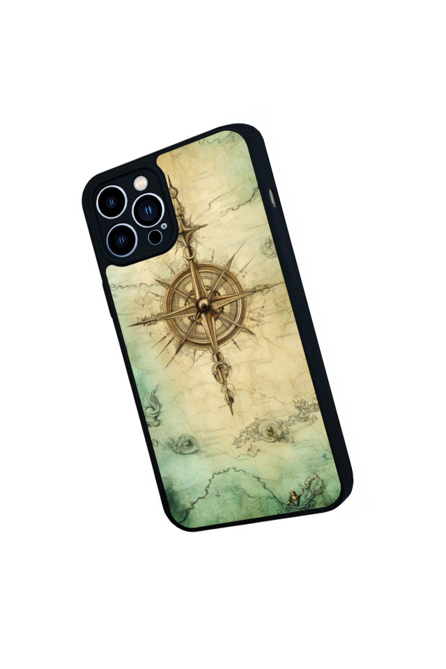 iPhone 12 Pro Max Uyumlu Pusula Tasarımlı Glossy Premium Kılıf