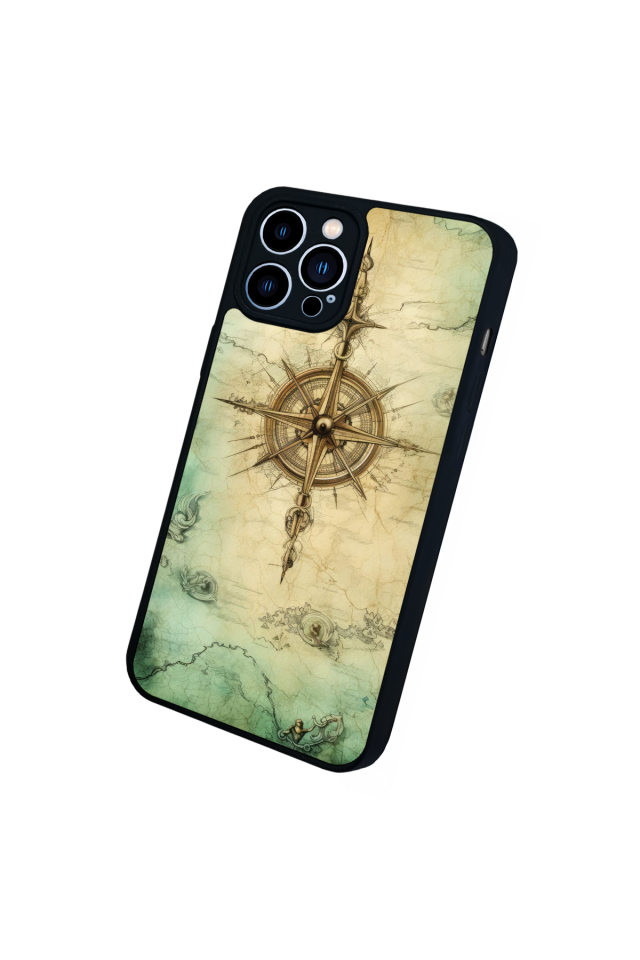 iPhone 12 Pro Max Uyumlu Pusula Tasarımlı Glossy Premium Kılıf