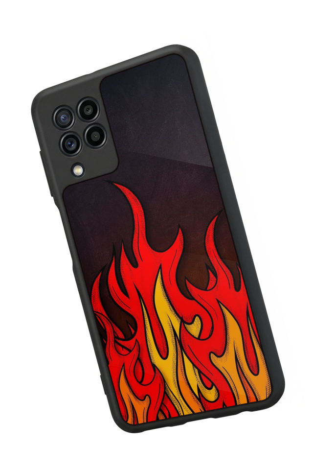 Samsung Galaxy M32 Uyumlu Retro Flame Patterns Tasarımlı Glossy Premium Kılıf