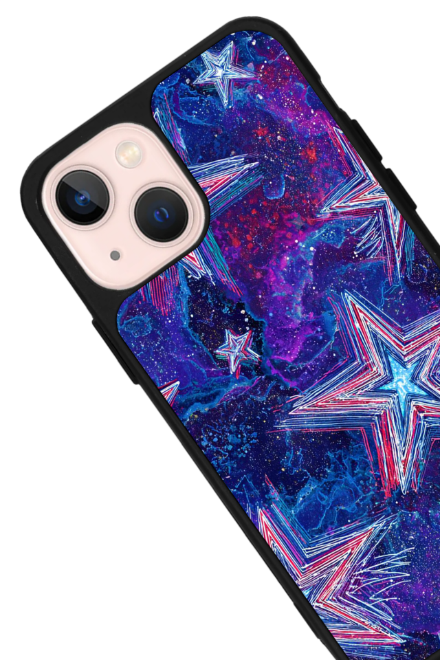 iPhone 13 Mini Uyumlu Retro Yildizlar Tasarımlı Glossy Premium Kılıf