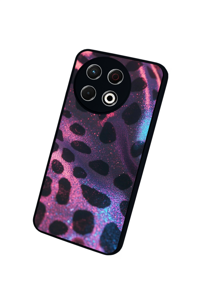 Tecno Spark 30 Pro Uyumlu Hologram Leopar Tasarımlı Glossy Premium Kılıf