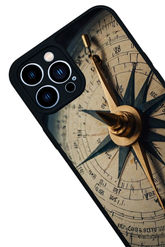 iPhone 12 Pro Max Uyumlu Pusula Tasarımlı Glossy Premium Kılıf